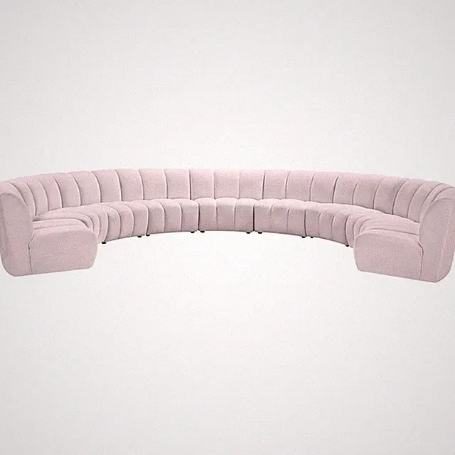 Maklaine 9-Piece Contemporary Velvet Modular Sectional in Pink