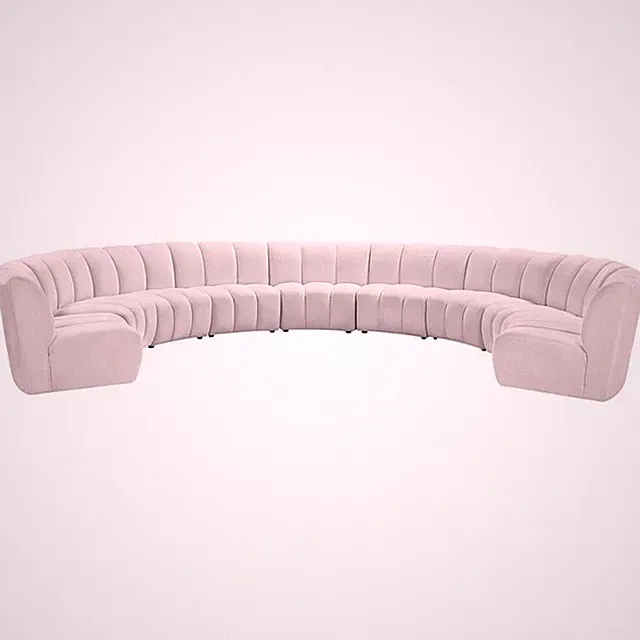 Maklaine 9-Piece Contemporary Velvet Modular Sectional in Pink