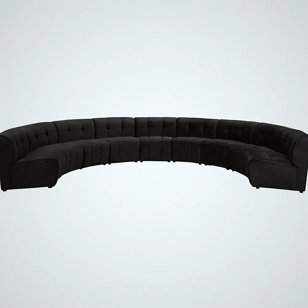 Maklaine 9-Piece Modular Contemporary Velvet Sectional Sofa in Black