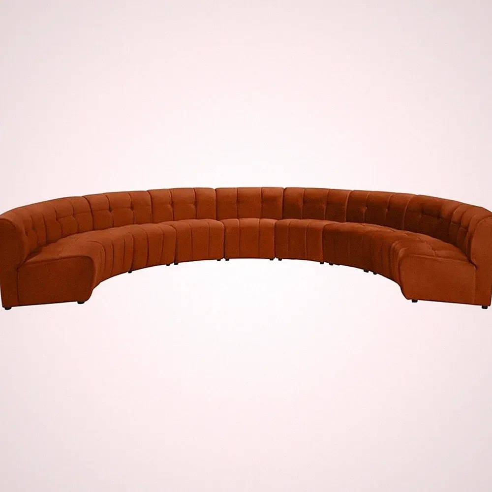 Maklaine 9-Piece Modular Contemporary Velvet Sectional Sofa in Mahogany