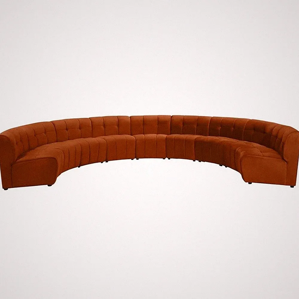 Maklaine 9-Piece Modular Contemporary Velvet Sectional Sofa in Mahogany