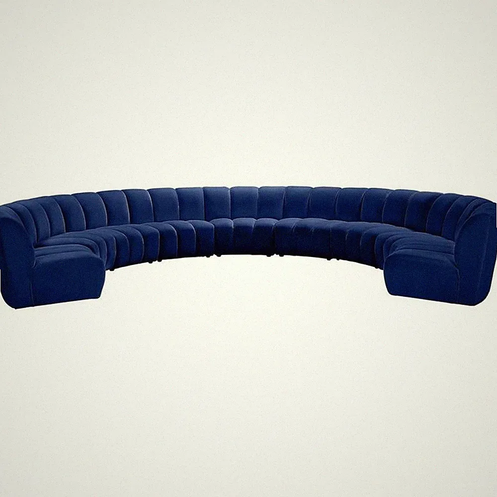 Maklaine 9-Piece Modular Contemporary Velvet Sectional Sofa in Navy