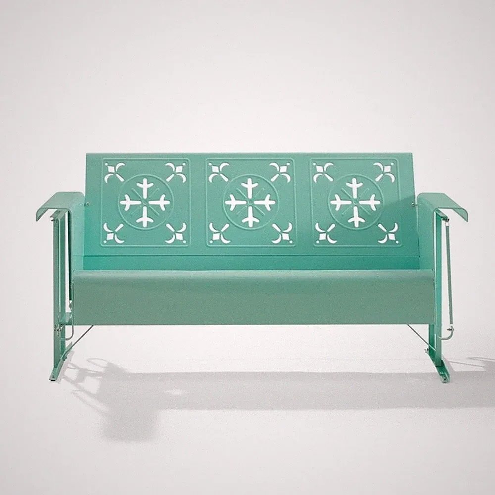 Maklaine Alloy Steel Aqua Outdoor Sofa Rectangular Weather Resistant