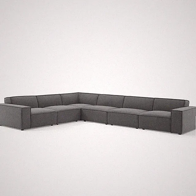 Maklaine Contemporary 6-Piece Fabric Sectional Sofa in Charcoal