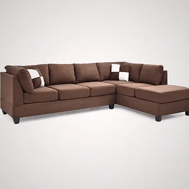 Maklaine Contemporary Microsuede Versatile Sectional in Chocolate