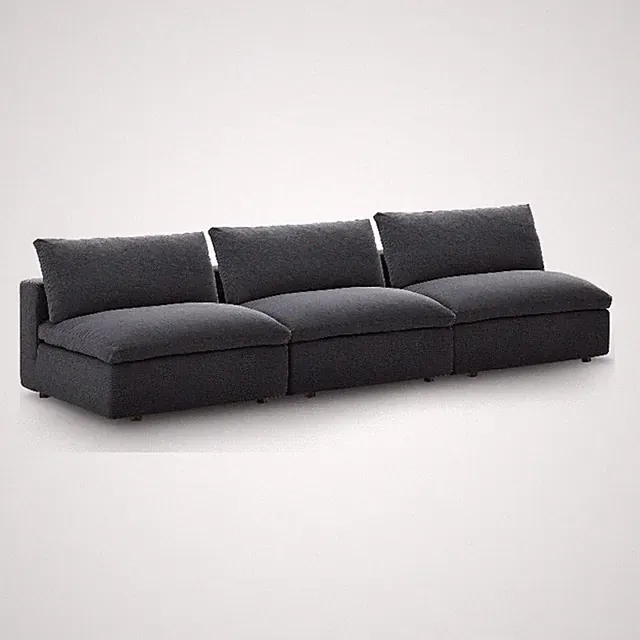 Maklaine Contemporary Polyester Fabric Armless Sectional Sofa in Gray