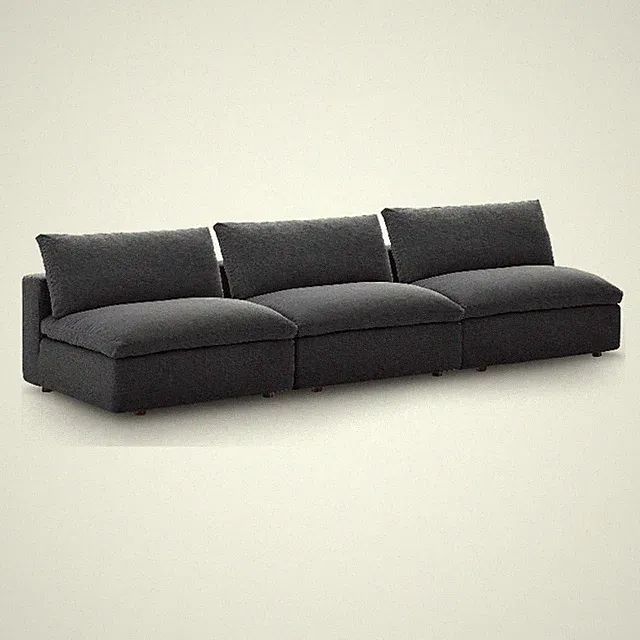 Maklaine Contemporary Polyester Fabric Armless Sectional Sofa in Gray