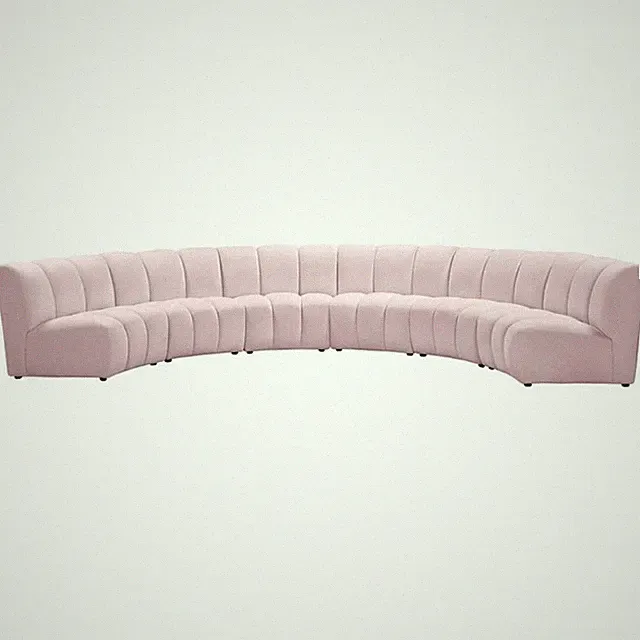 Maklaine Contemporary Upholstered Pink Velvet 6pc. Modular Sectional