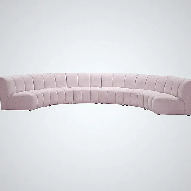 Maklaine Contemporary Upholstered Pink Velvet 6pc. Modular Sectional