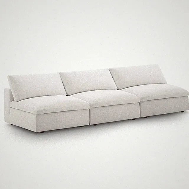 Maklaine Down Filled Overstuffed 3-Piece Armless Sectional Sofa