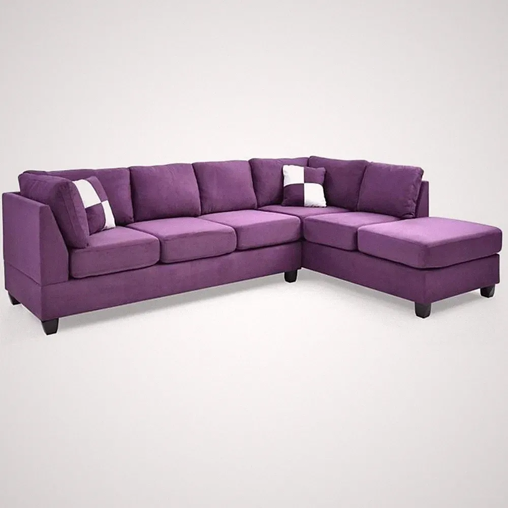 Maklaine Modern / Contemporary Microsuede Sectional in Purple