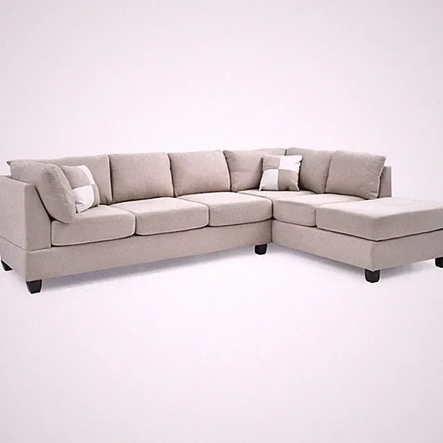 Maklaine Modern / Contemporary Microsuede Sectional in Vanilla