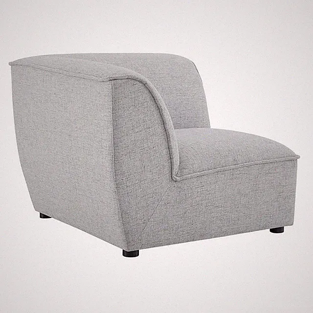 Maklaine Polyester Fabric Corner Sectional Sofa Chair in Light Gray