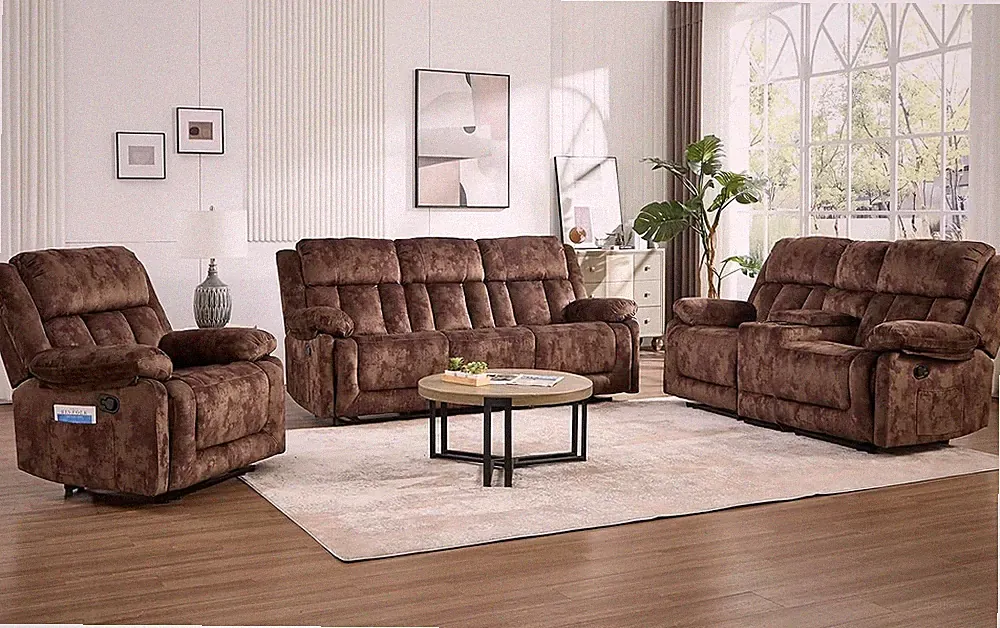 Manual Recliner Sofa Furniture Set for Living Room Villa, Included Manual Reclin