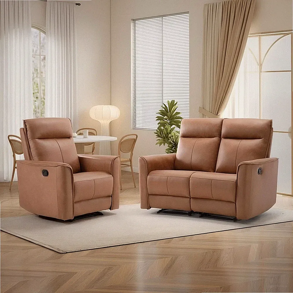 Manual Recliner Sofa Loveseat Wall-Hugger 2 Swivel Glider Nursing Chairs Set