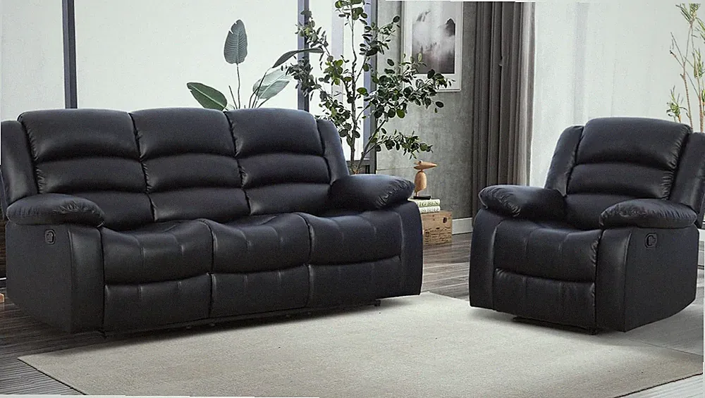Manual Reclining Couch Set for Living Room, Include 1 Recliner Chair, 3 Seat Sof