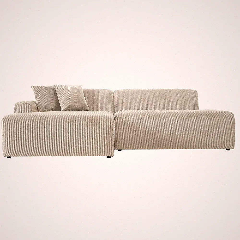 Mar Sectional Cream Corduroy Sofa (Left Facing)