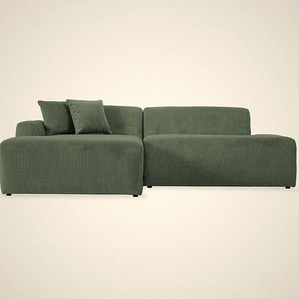 Mar Sectional Green Corduroy Sofa (Left Facing)