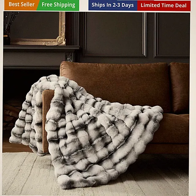 Marble Pattern Bubble Throw Blanket, Luxury Faux Rabbit Fur Mink Plush Throw...