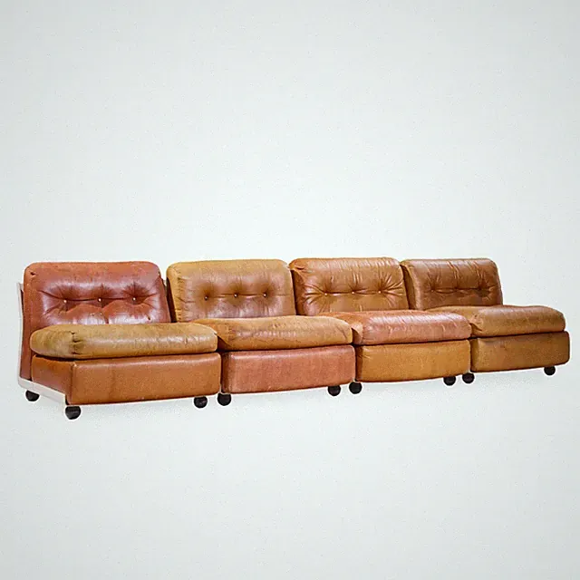 Mario Bellini for B&B Italia Amanta Leather and Fiberglass Sectional Sofa