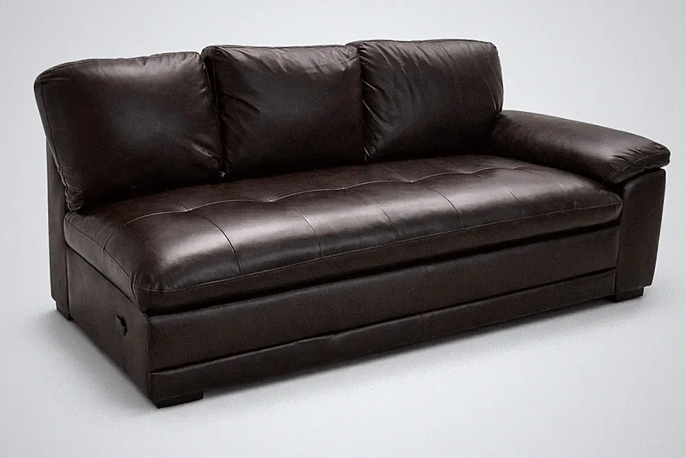 Markham 75inch RAF Leather Sofa Sectional Component Dark Brown Top-Grain Leather
