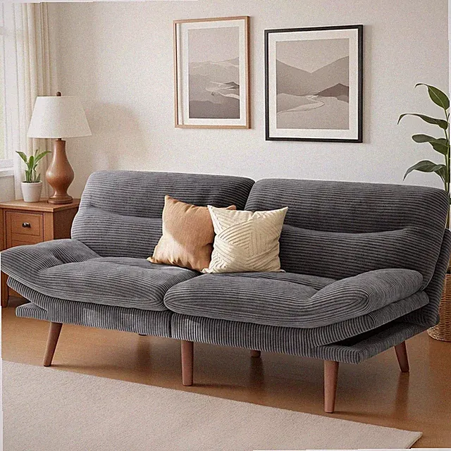 Marsail 66.02" Futon Sofa Bed, Convertible Corduroy Futon Couch with Adjustable