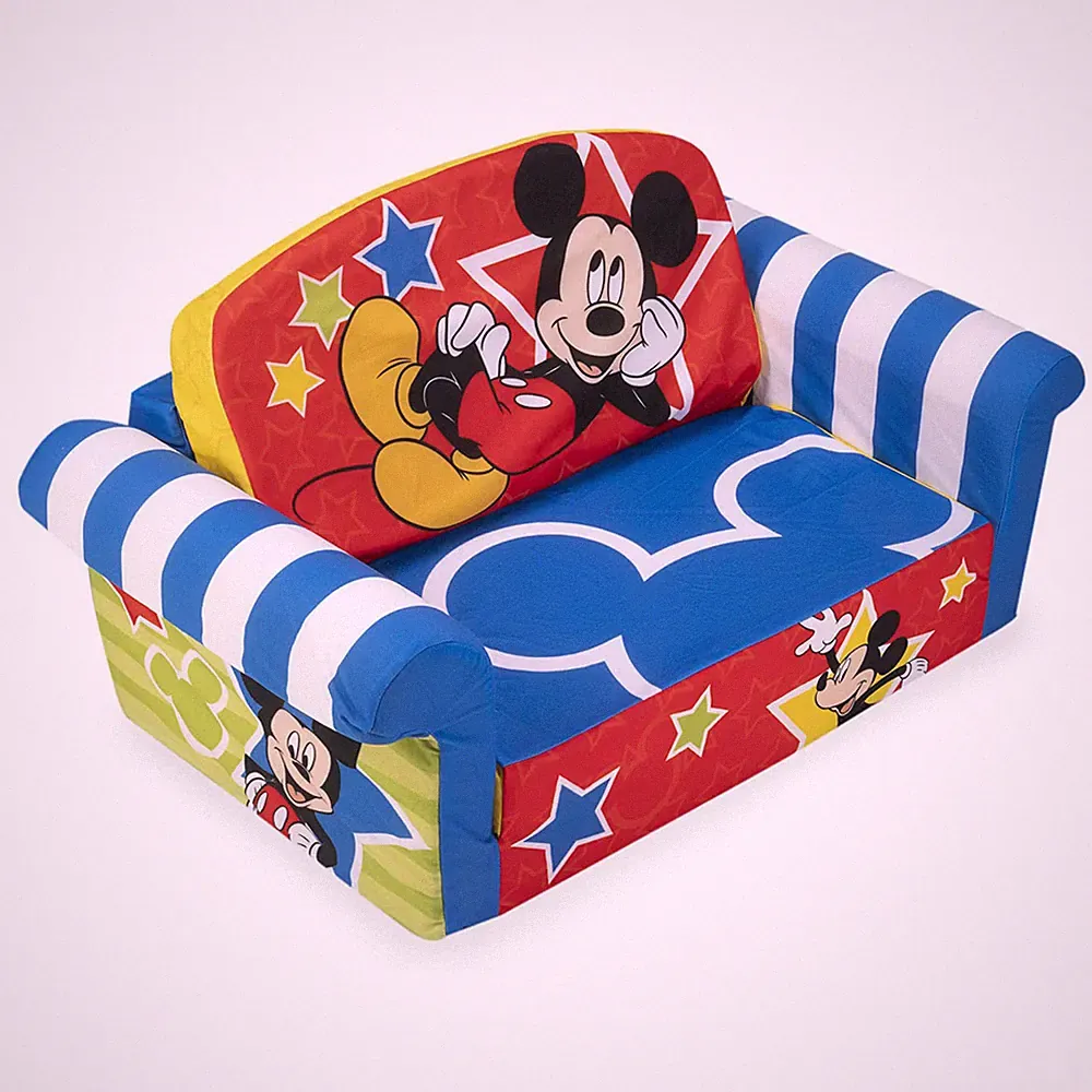 Marshmallow Furniture Kids 2-in-1 Flip Open Foam Sofa Bed, Mickey Mouse (Used)