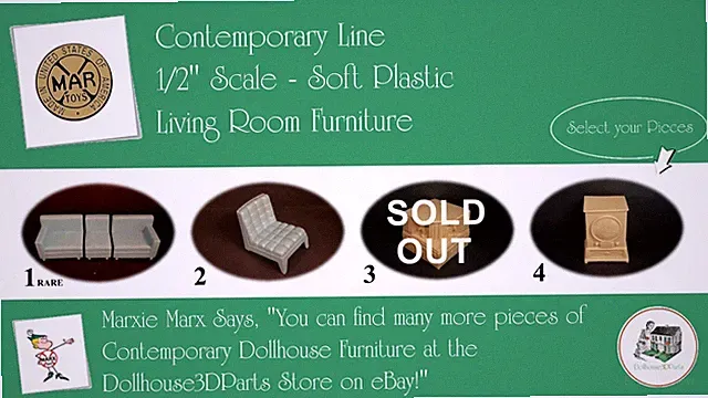 MARX Vintage Dollhouse Furniture, Contemporary Line, 1/2" Scale, SOFT Plastic