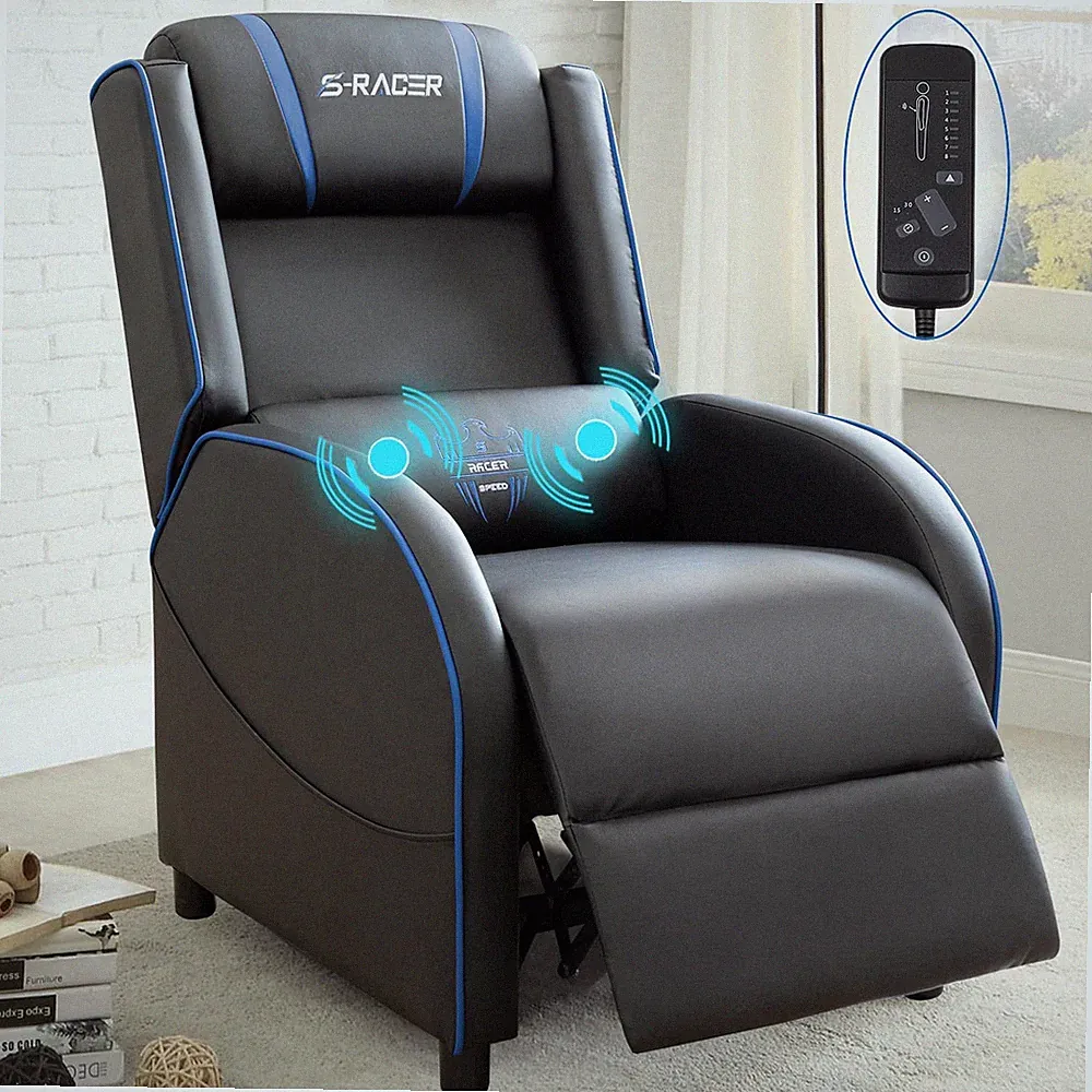 Massage Gaming Recliner Chair, Racing Style Gaming Sofa, PU Leather Home Theater
