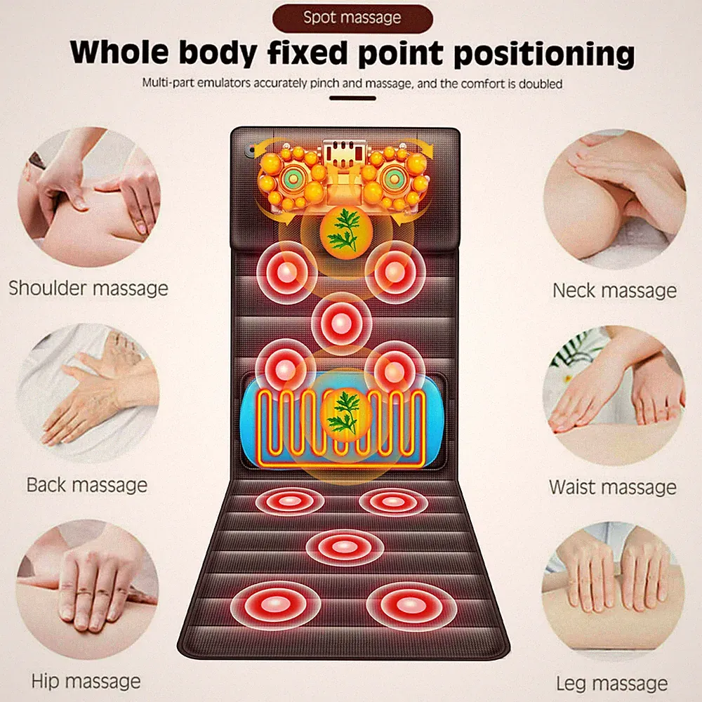 Massage Mat Full Body Massager Mattress Pad Pain Relief Cushion Warm Sofa Bed US