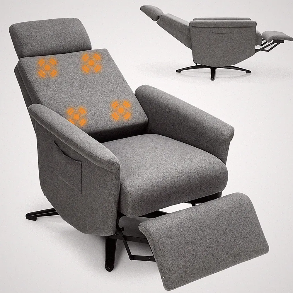 Massage Recliner Chair Swivel Reclining Sofa Lounge Heating & Vibration Function