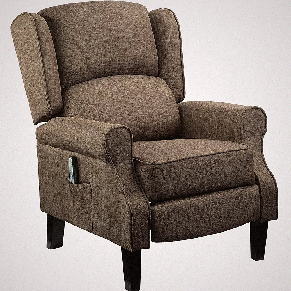 Massage Recliner Sofa with Heat Function, Remote Control, Brown