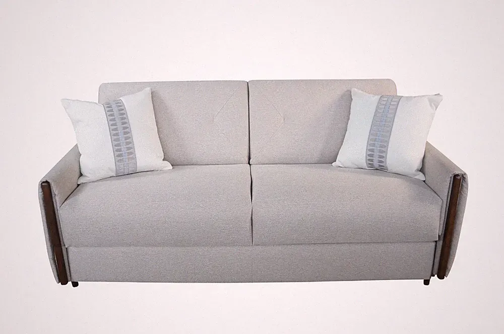 Mattia Sleeper Sofa Tufted Light Beige Fabric Italian Convertible Sofa Bed 76"
