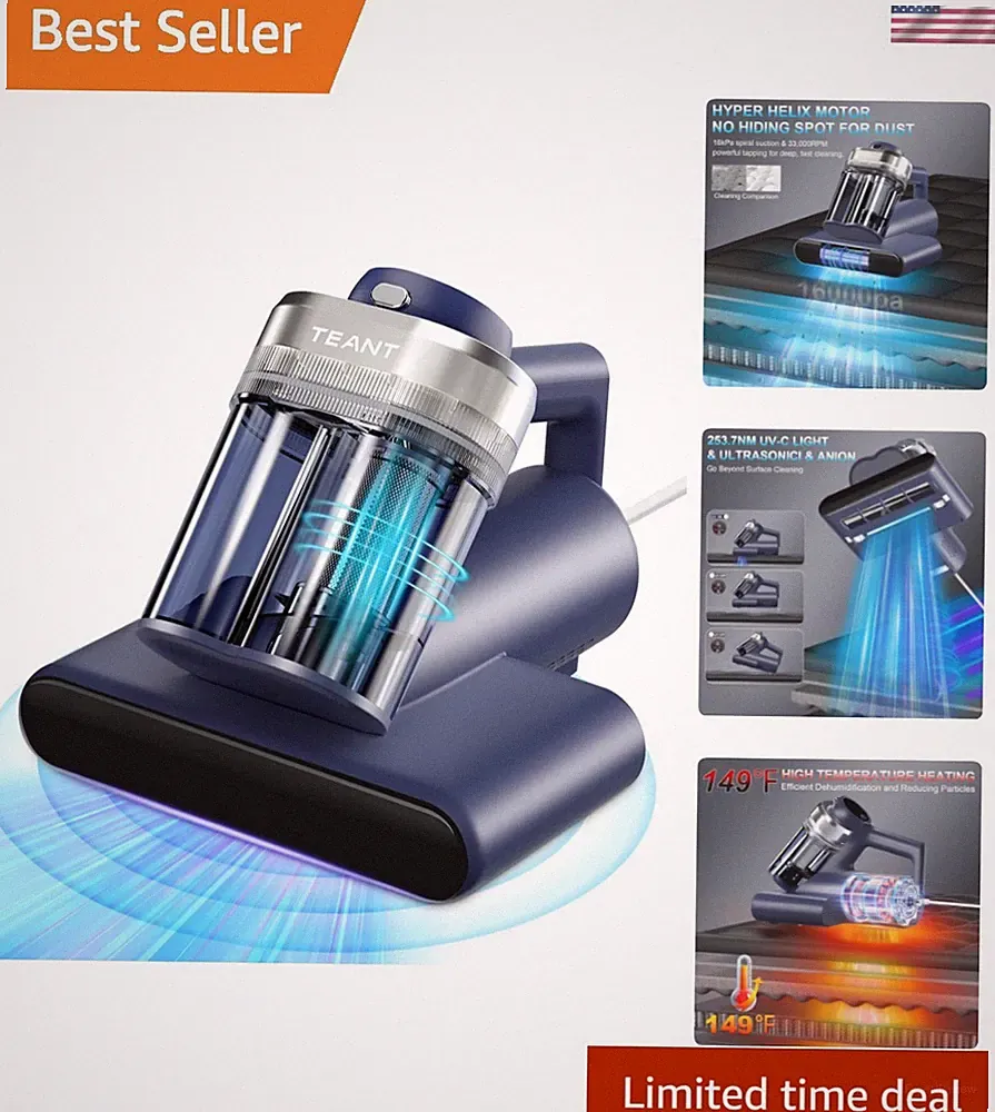 Mattress Vacuum Bed Vacuum Cleaner with 253.7nm UV-C Light, Hyper Helix Motor...
