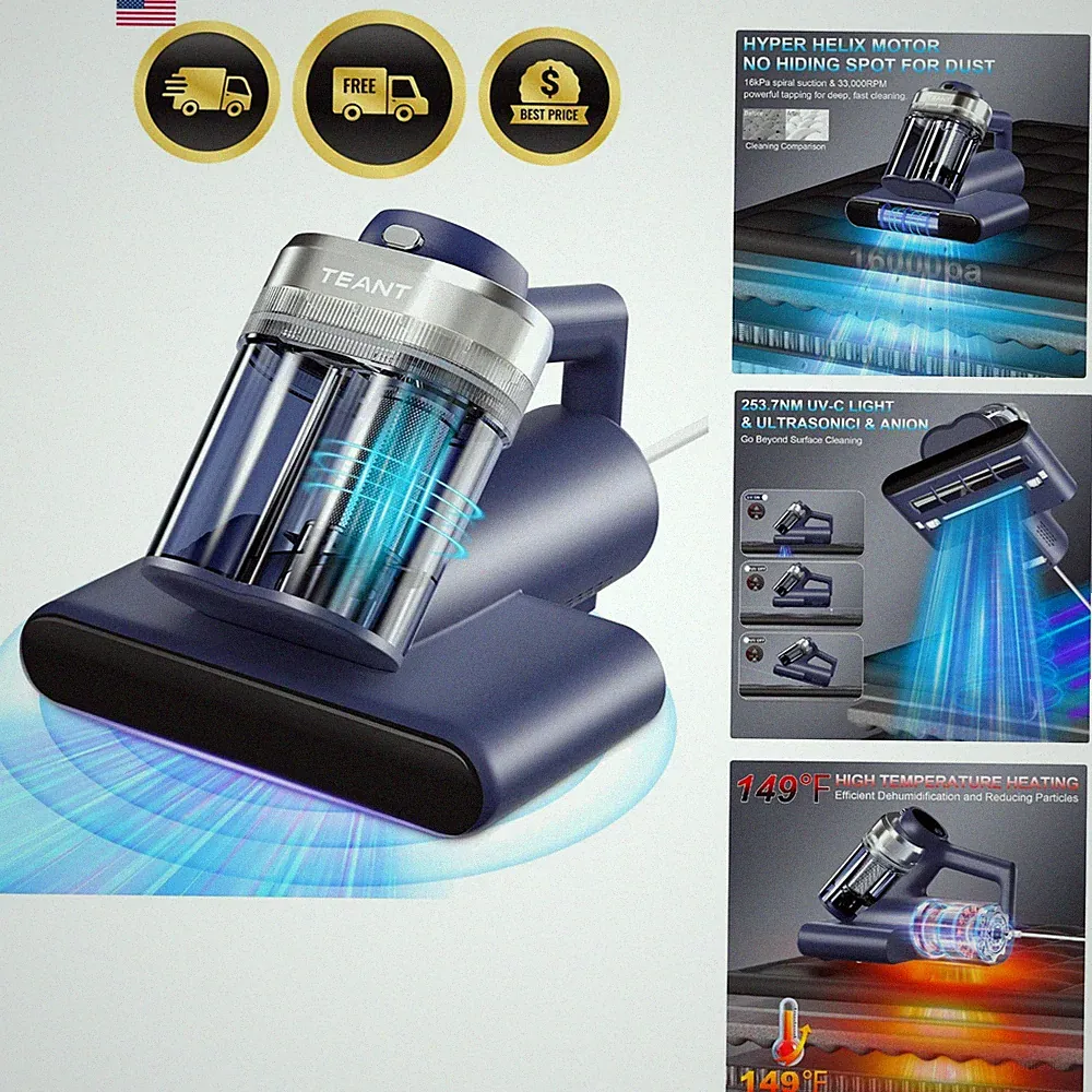 Mattress Vacuum Bed Vacuum Cleaner with 253.7nm UV-C Light, Hyper Helix Motor...