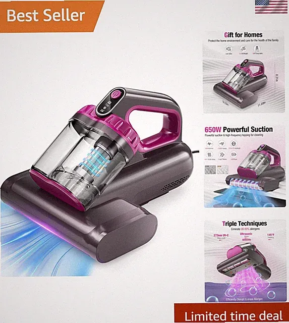 Mattress Vacuum Cleaner, 17Kpa 650W Bed Vacuum Cleaner, 273nm UV-C Light & Ul...