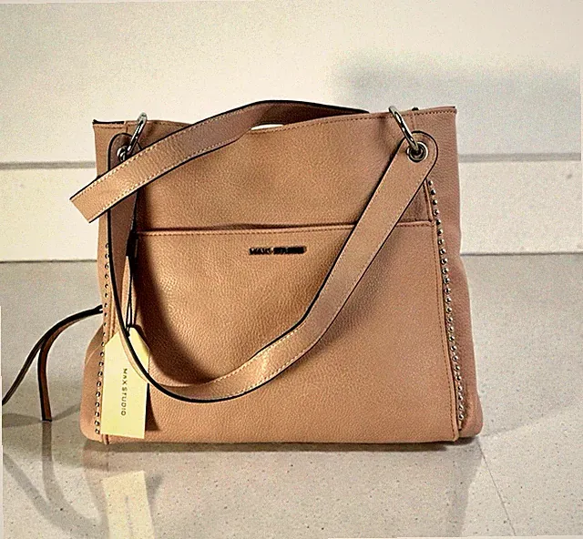 MAX STUDIO Triple Section Handbag Shoulder Bag Blush Faux Leather NEW w/ TAG