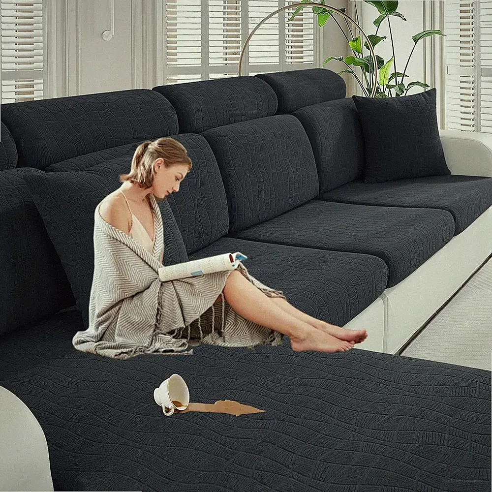 MAXIJIN Waterproof Sectional Couch Covers for L Shape Chaise Lounge 1 Piece C...