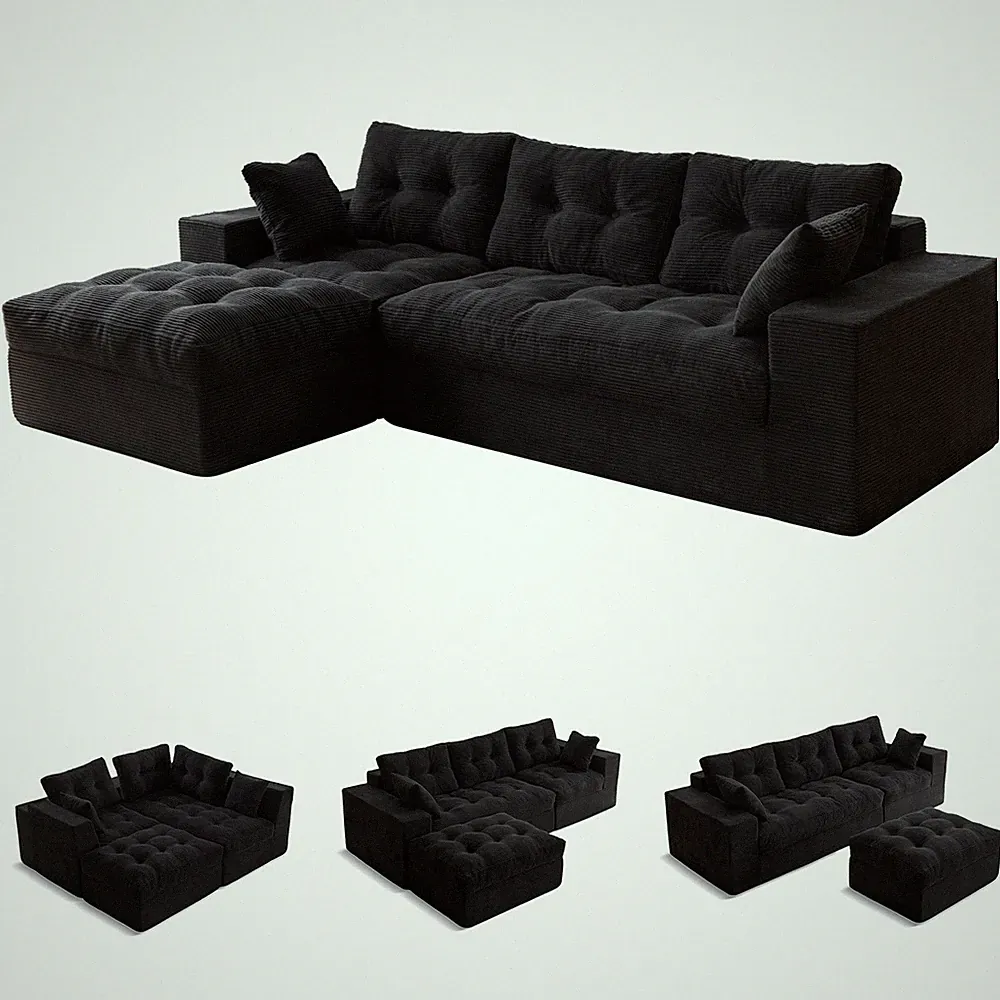 MAXYOYO 104"Modular Sectional Cloud Couch with Ottoman,Oversized Boneless Couch