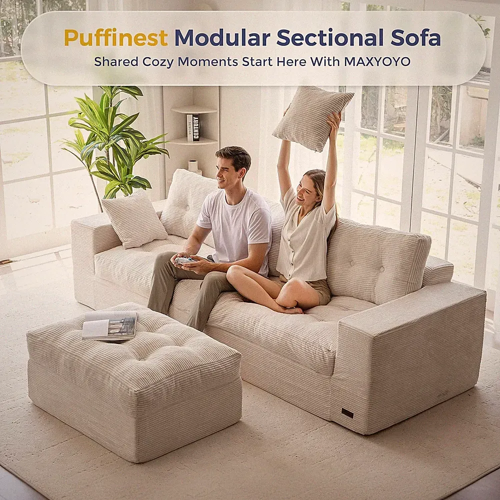 maxyoyo 104" l shaped modular sectional sofa