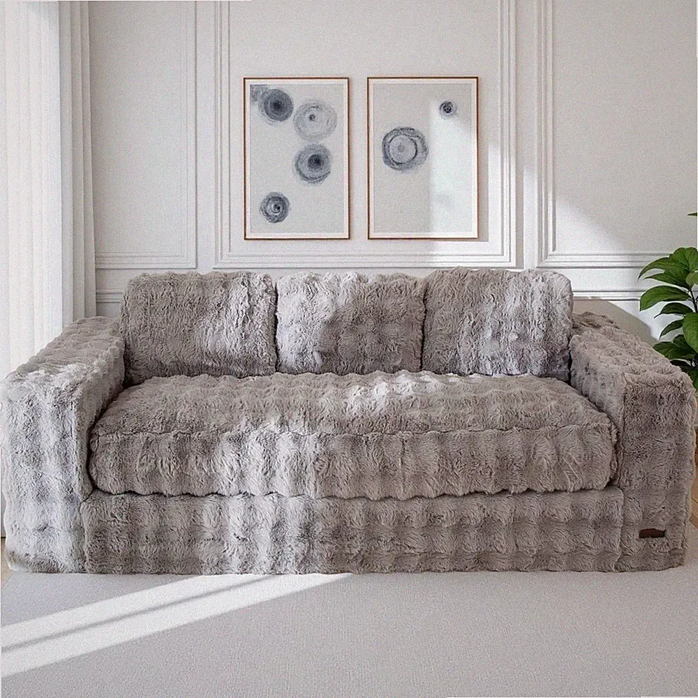 MAXYOYO 2/3 Seater Floor Sofa Bed,Bubbled Boneless Sofa with Pillows