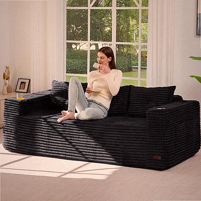 MAXYOYO 2/3-Seater Sofa,Corduroy Modular Cloud Couch,Boneless Sofa No Assembly