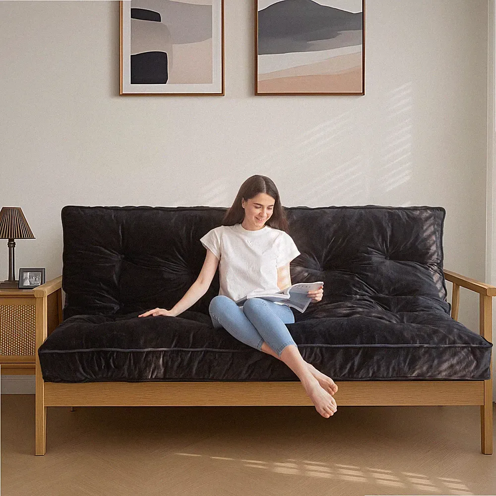 MAXYOYO 6" Futon Mattress Full Size, Velvet Thick Futons Sofa Couch Bed, Vers...