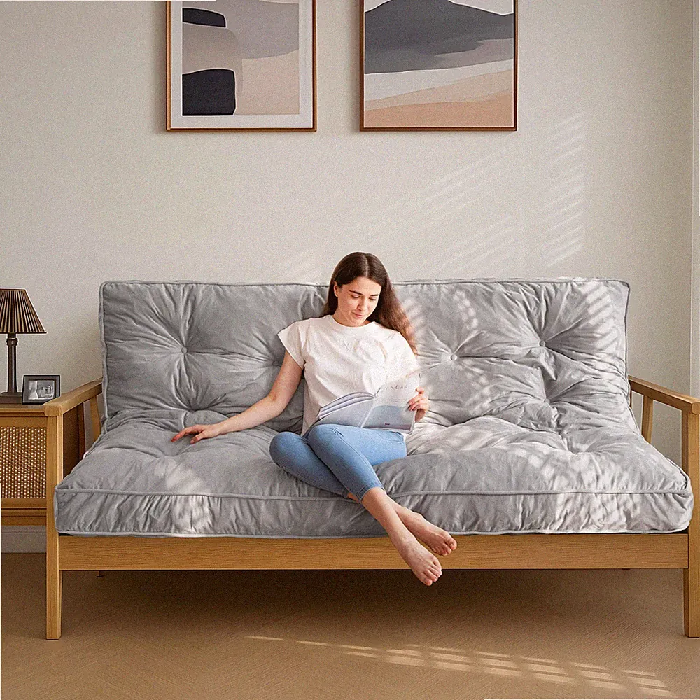 MAXYOYO 6" Futon Mattress Full Size, Velvet Thick Futons Sofa Couch, Versatil...