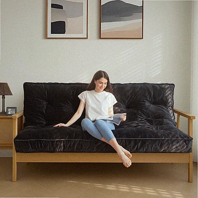 MAXYOYO 6" Futon Mattress Full Size, Velvet Thick Futons Sofa Couch, Versatile