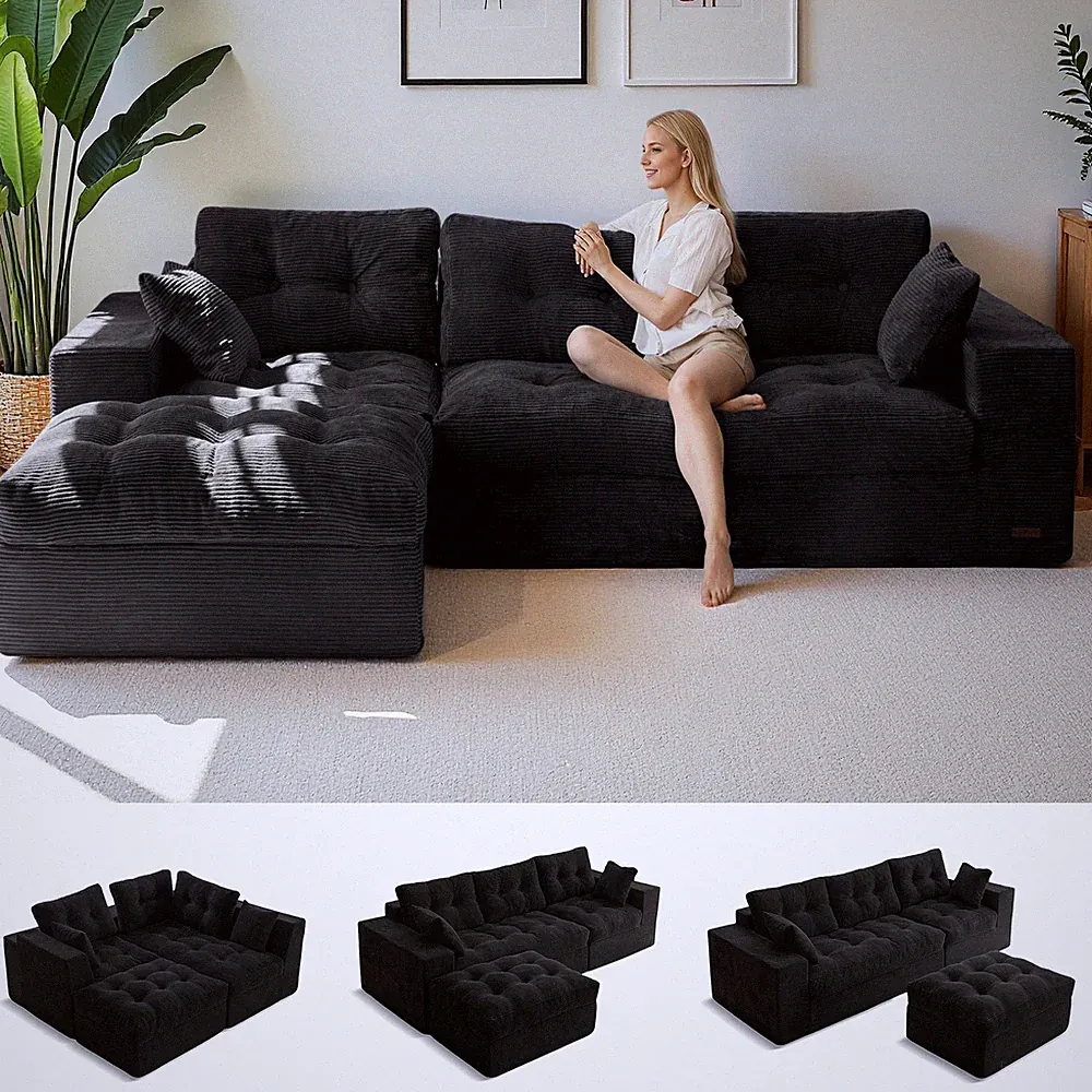 MAXYOYO 96'' L Shape Sofa,Sectional Cloud Modular Couch for Living Room