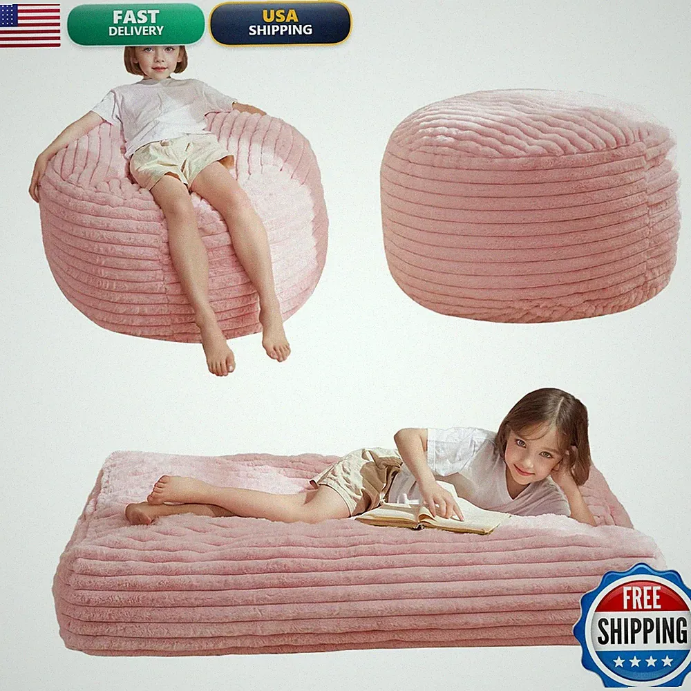 MAXYOYO Bean Bag Chair Bed Kids, Convertible Bean Bag Sofa Couch Bed M-K08-Pink