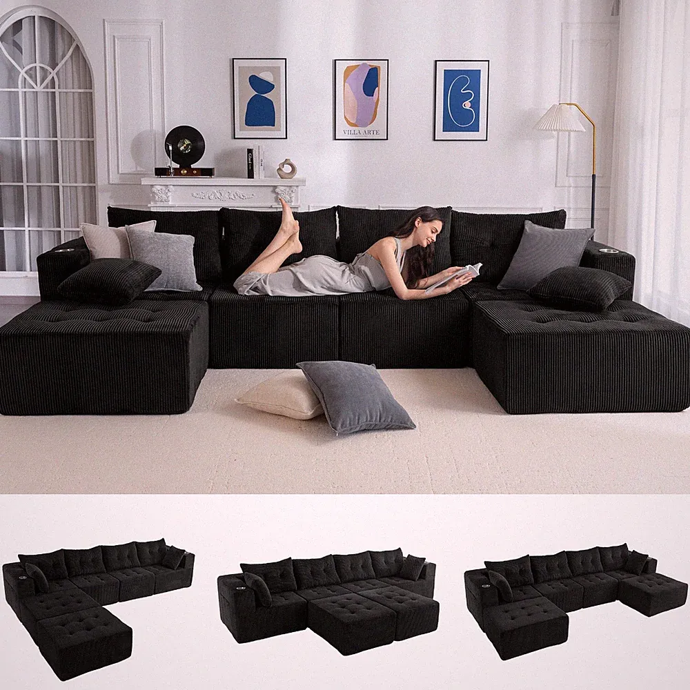 MAXYOYO Cloud Modular Sofa ,Versatile Sectional Couch Sofa with Ottoman