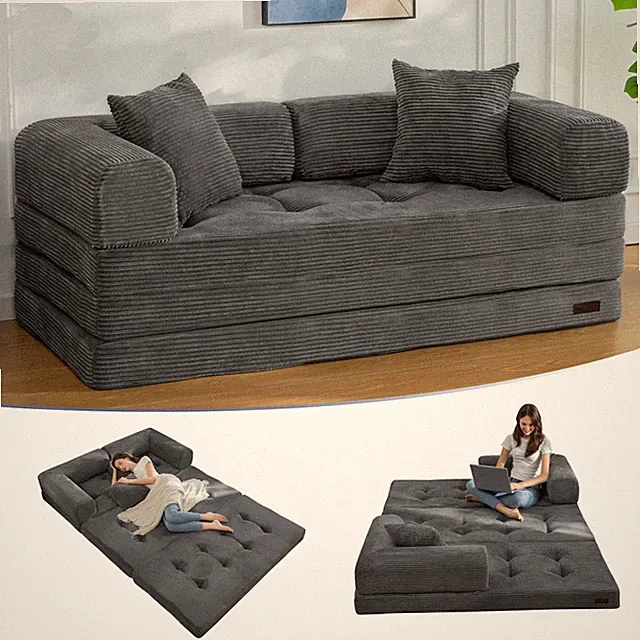 MAXYOYO Convertible Sofa Bed,Boneless Sofa with Detachable L-Shaped Backrest