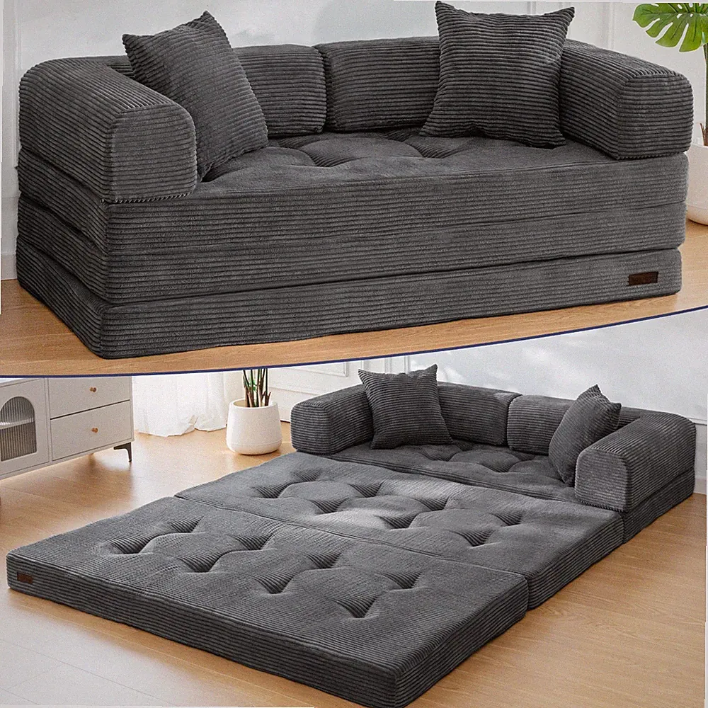 MAXYOYO Convertible Sofa Bed,Boneless Sofa with Detachable L-Shaped Backrest